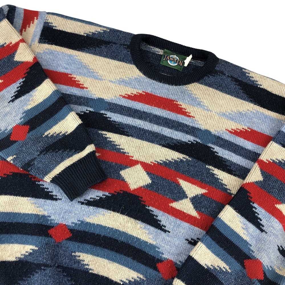 Vintage Jantzen Sweater Men's Large Aztec Southwest Made in USA Navajo Western